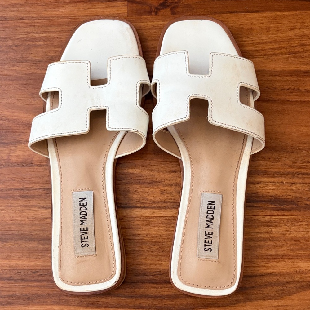 Steve Madden White Slide Sandals